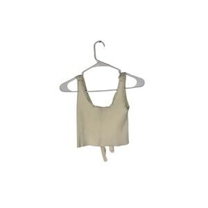 For‎ Love & Lemons Ribbed Crop Top Lace Trim Button Front Tank Top S
